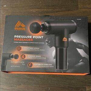 RBX Black Massage Gun with 6 Adjustable Levels, New